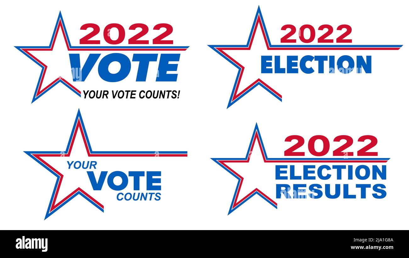 2022 Vote Election with red, white, and blue star - Vector Illustration Stock Vector
