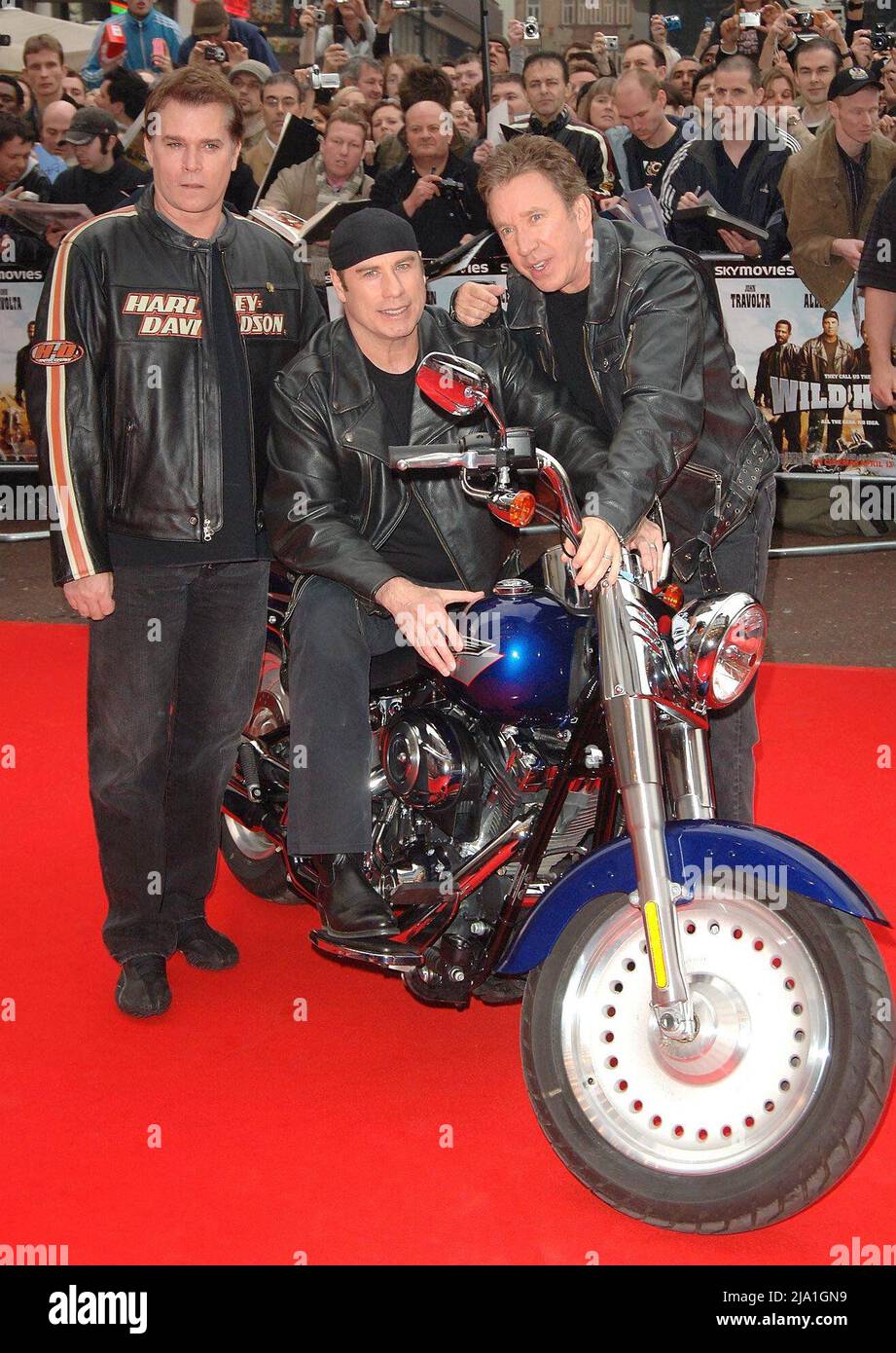 File photo dated 28/03/07 of (left to right) Ray Liotta, John Travolta and Tim Allen arriving for the UK premiere of Wild Hogs at the Odeon West End in central London, as Mr Liotta has died at the age of 67. Issue date: Thursday May 26, 2022. Stock Photo