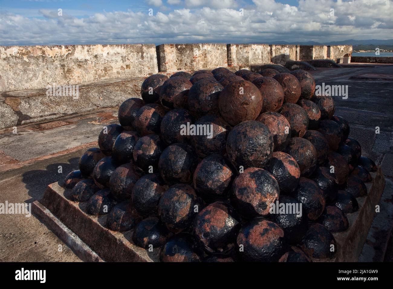 Cannonballs Fort San Cristobal Rico H Stock Photo - Alamy