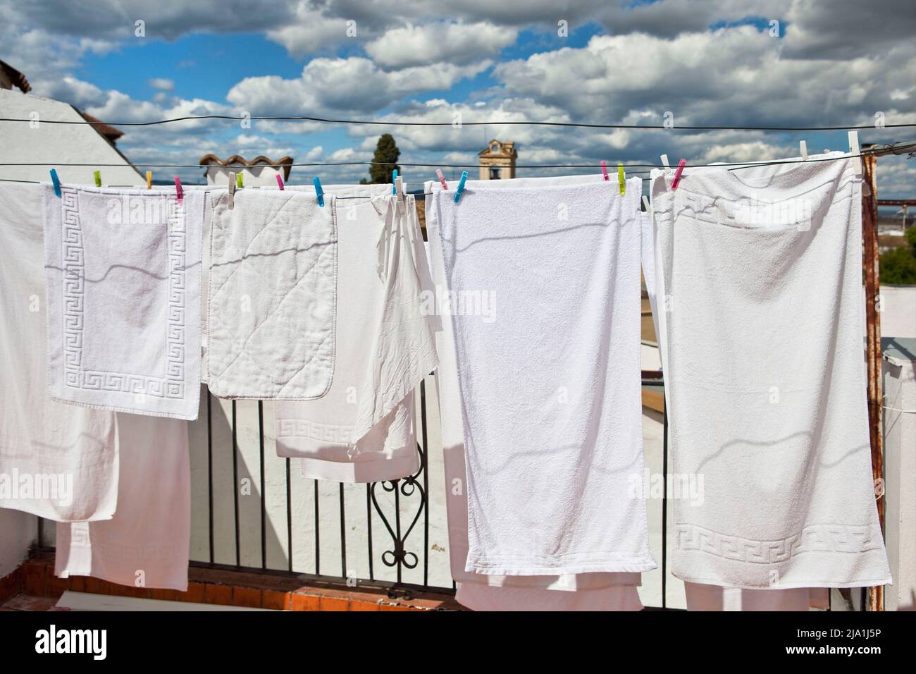 Rooftop laundry Cordoba Spain Stock Photo