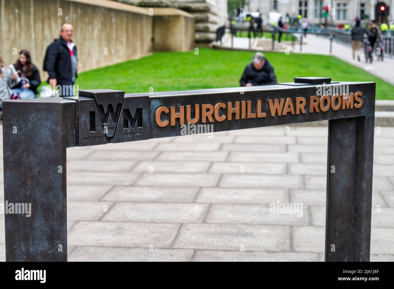 London, UK- May 3, 2022: The sign for The Imperial War Museum Churchill War Rooms in London Stock Photo