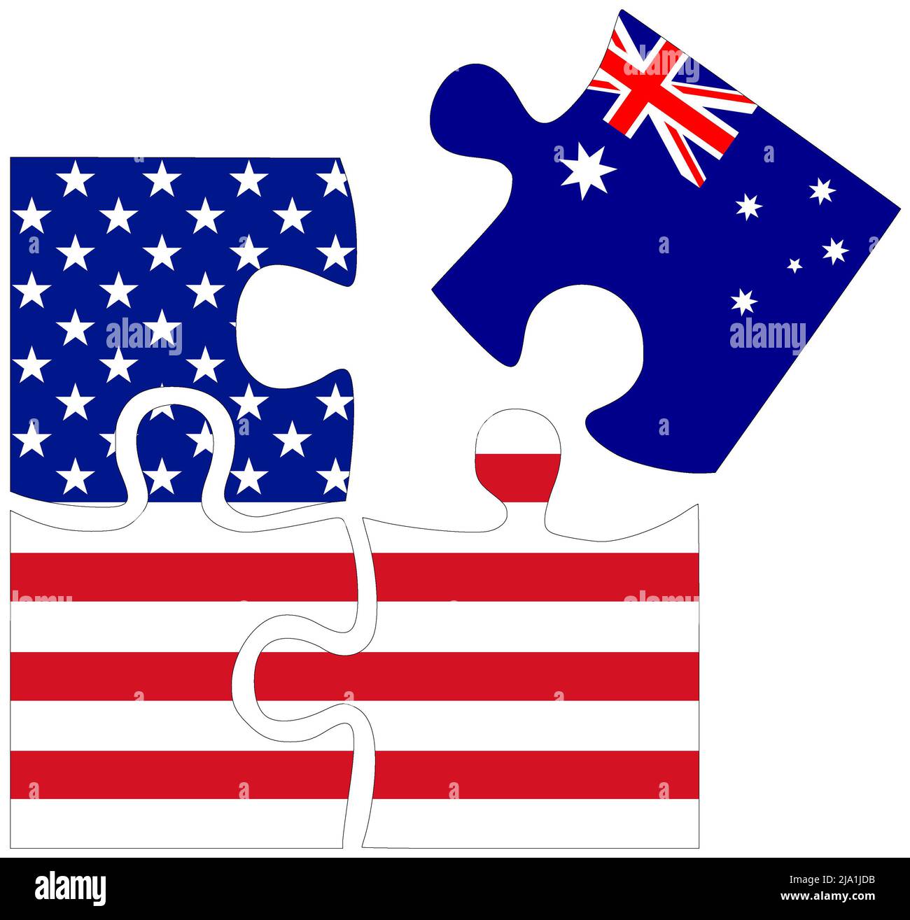 USA - Australia : puzzle shapes with flags, symbol of agreement or friendship Stock Photo