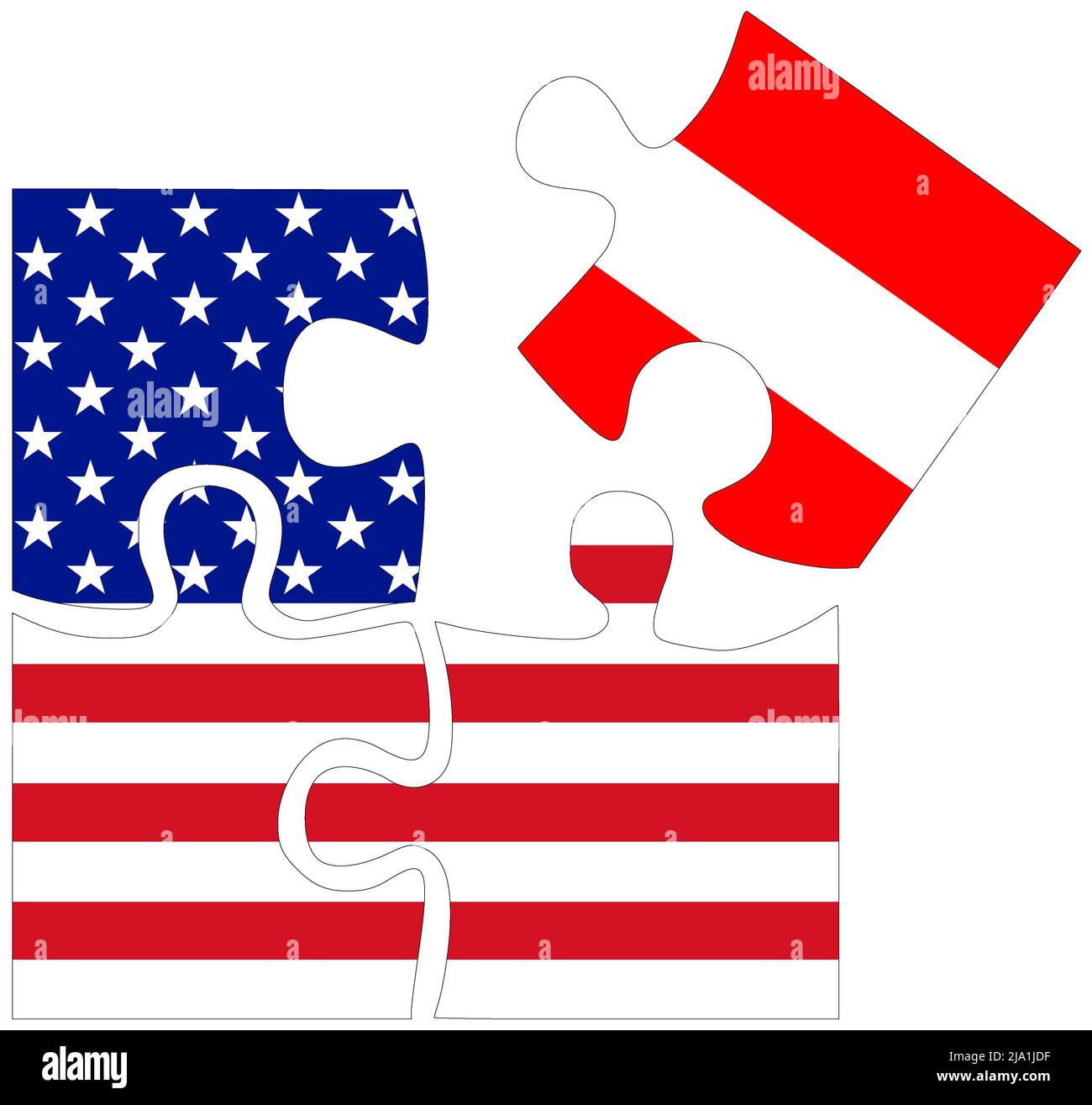 USA - Austria : puzzle shapes with flags, symbol of agreement or friendship Stock Photo