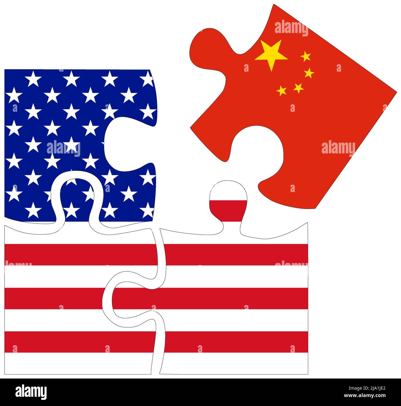USA - China : puzzle shapes with flags, symbol of agreement or