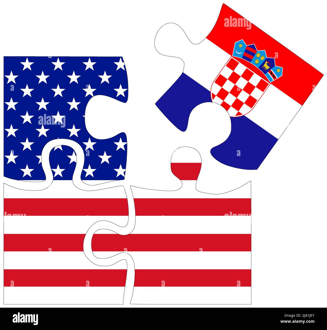 USA - Croatia : puzzle shapes with flags, symbol of agreement or friendship Stock Photo