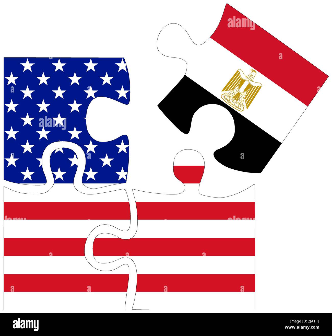 USA - Egypt : puzzle shapes with flags, symbol of agreement or friendship Stock Photo