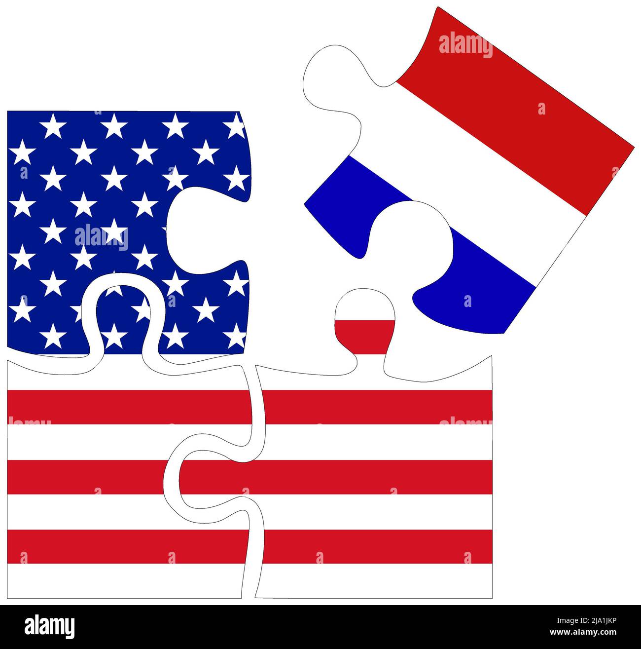 USA - Netherlands : puzzle shapes with flags, symbol of agreement or friendship Stock Photo