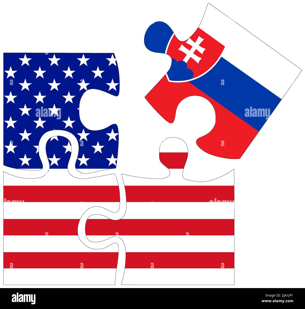 USA - Slovakia : puzzle shapes with flags, symbol of agreement or friendship Stock Photo