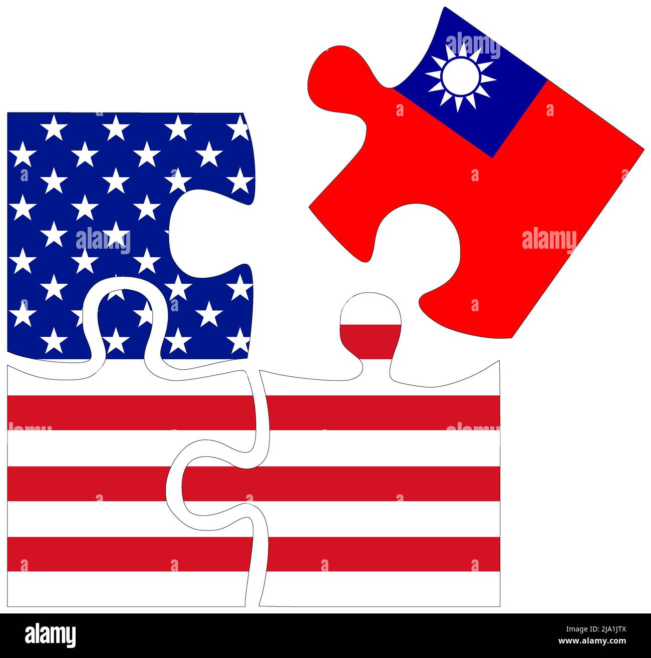 USA - Taiwan : puzzle shapes with flags, symbol of agreement or friendship Stock Photo