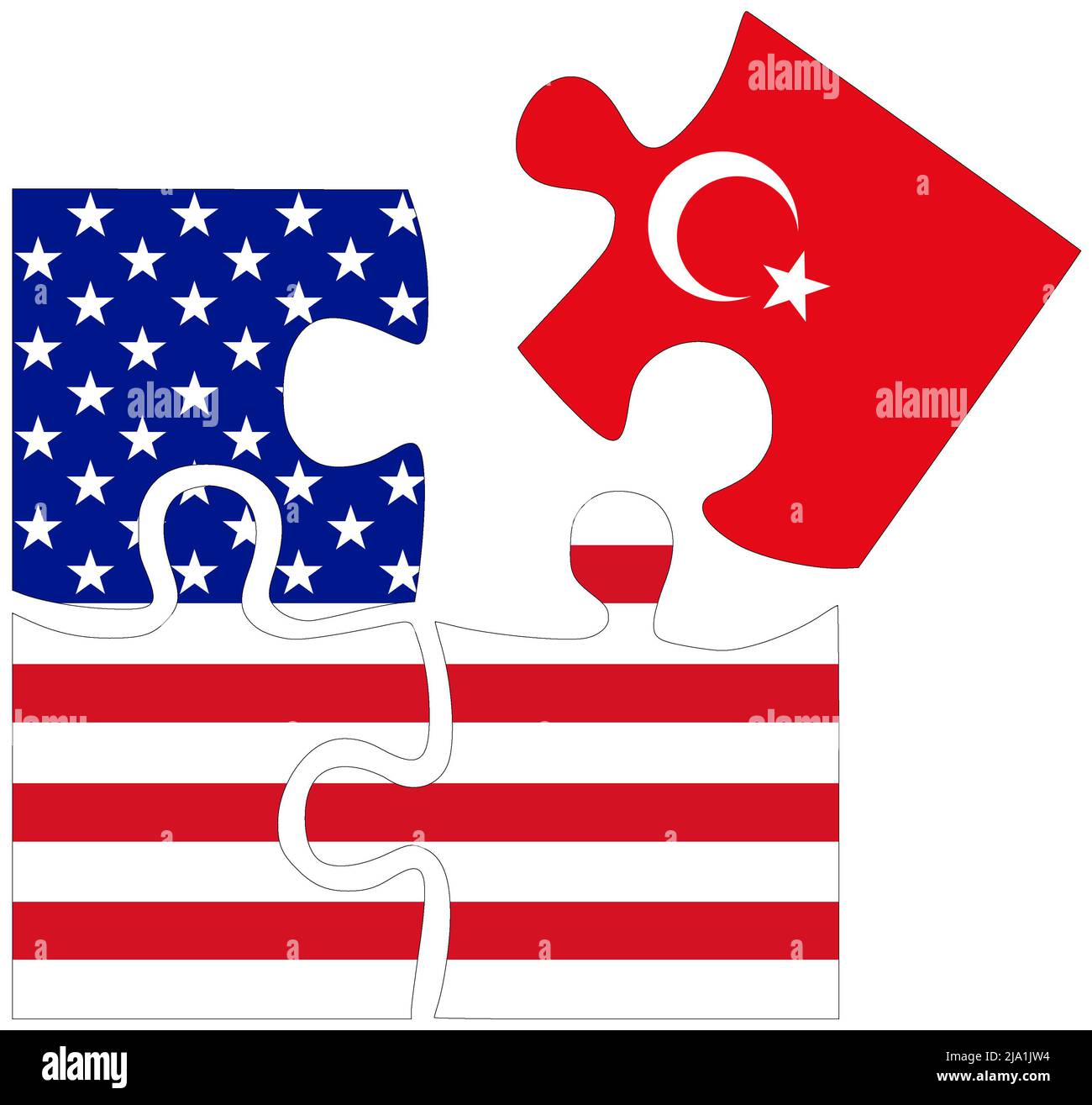 USA - Turkey : puzzle shapes with flags, symbol of agreement or friendship Stock Photo