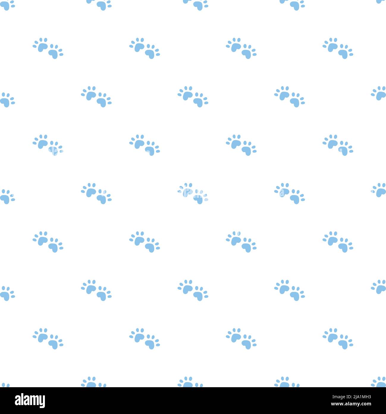 Blue cat seamless pattern. Meow and cat paws background vector ...