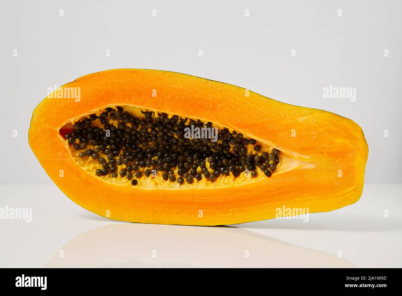 Close up of of ripe papaya. View of the Inside of a Papaya. Sweet