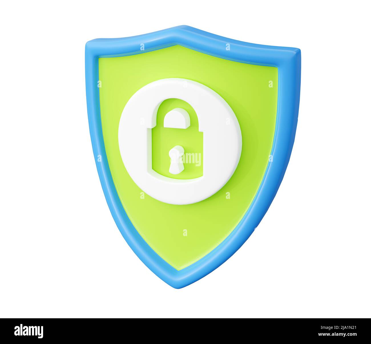 Shield with padlock 3d render - security and safety concept with close