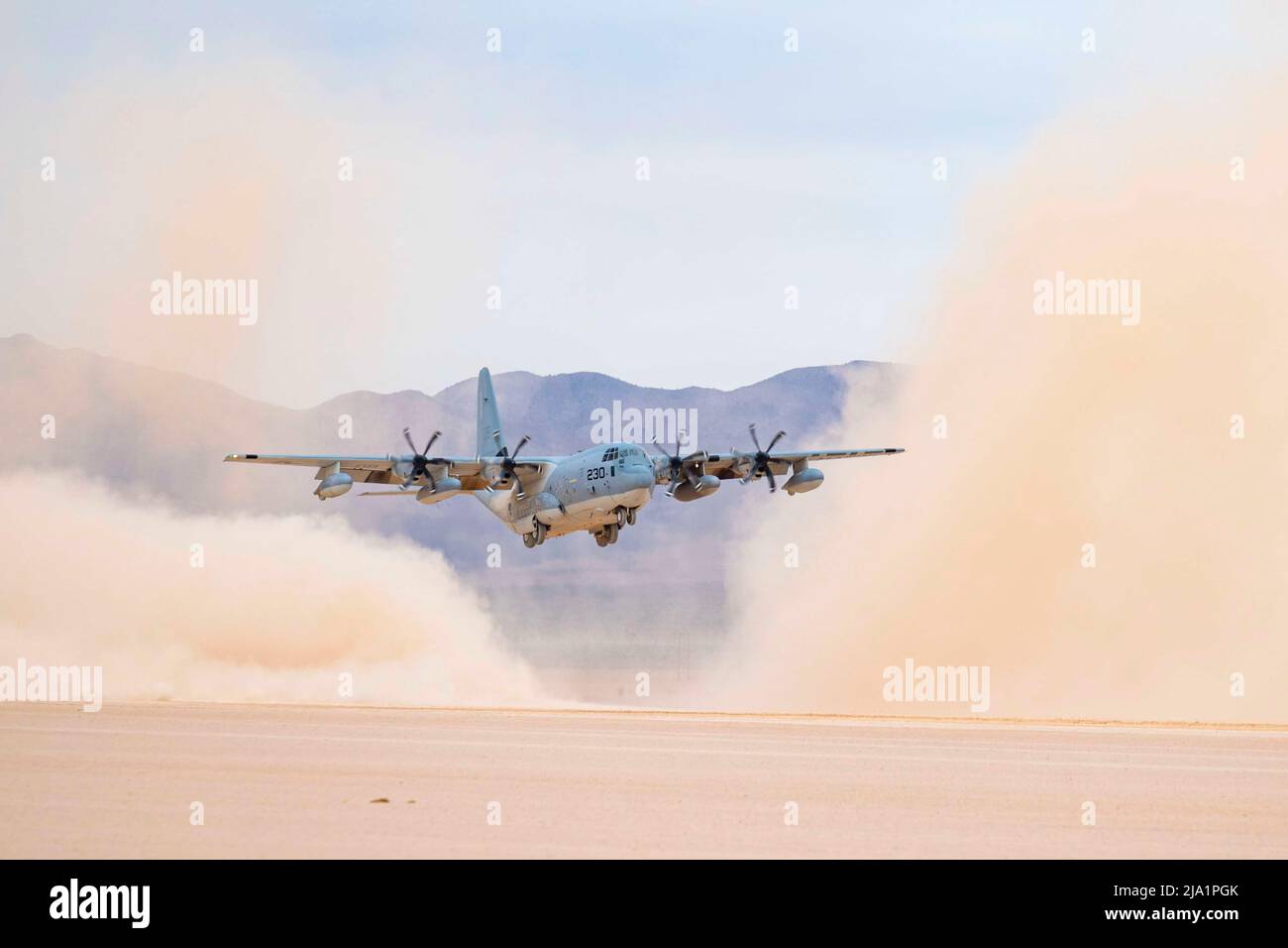 Nellis Air Force Base, Nevada, USA. 12th May, 2022. A KC-130 assigned to the Marine Aerial Refueler Transport Squadron 352 performs a touch-and-go during a Black Flag 22-1 mission on the Nevada Test and Training Range at Nellis Air Force Base, Nevada, May 12. 2022. To replicate deployment and extraction from austere environments, the team was also airlifted using a U.S. Marine Corps KC-130, demonstrating Agile Combat Employment with joint partners. Credit: U.S. Air Force/ZUMA Press Wire Service/ZUMAPRESS.com/Alamy Live News Stock Photo