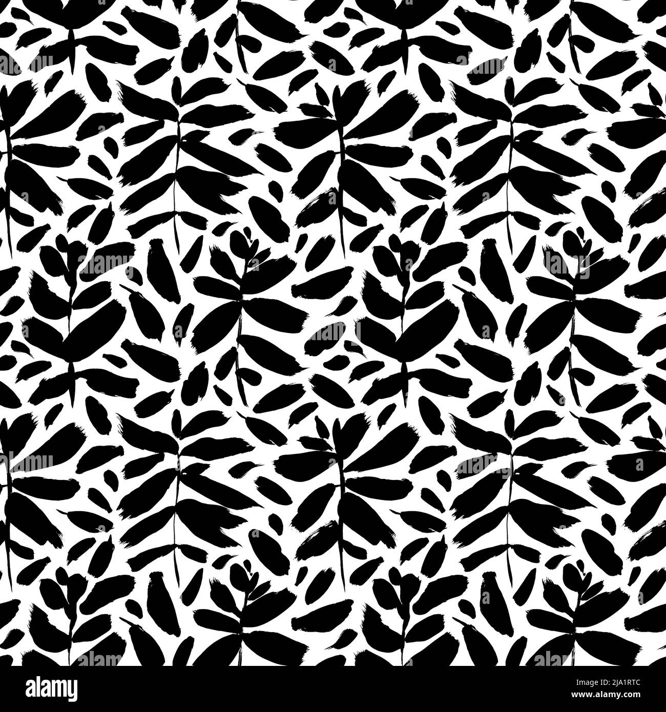 Black leaves and branches vector seamless pattern Stock Vector Image ...