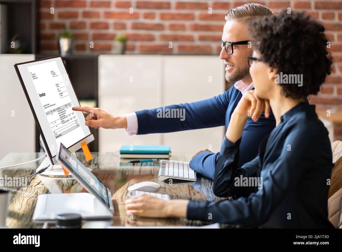 Online Electronic Invoice Management On Desktop Computer Stock Photo ...