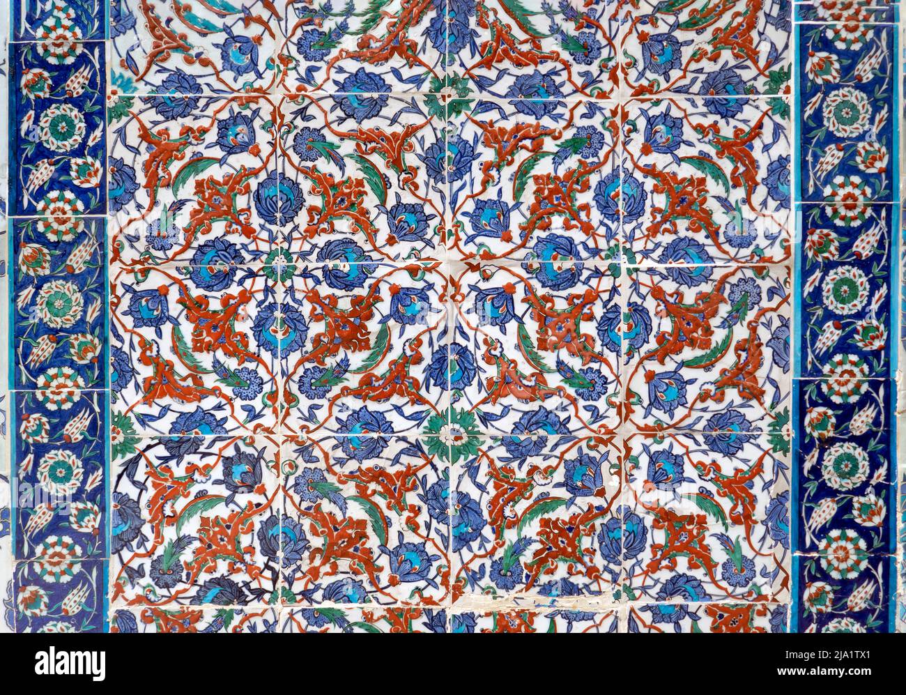 the Turkish ceramic tiles from Rustem Pasha Mosque, Istanbul Stock