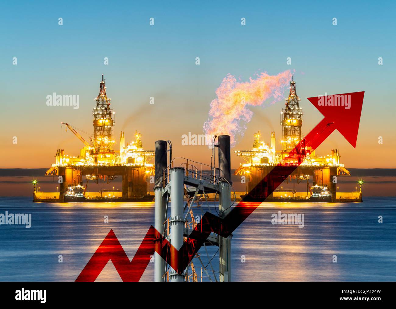 Windfall tax, cost of living crisis, rising gas electricity prices...concept. Uk Stock Photo