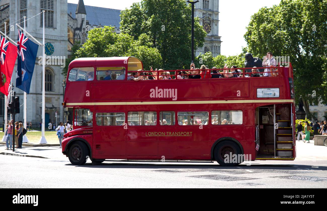 Red Routemaster Open Top Tourist Bus London Stock Photo