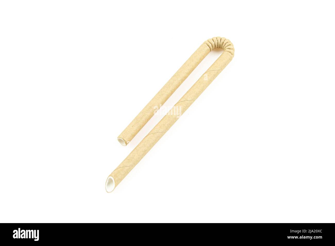 Brown paper straw isolated on white background. Bidegradable ecological product Stock Photo