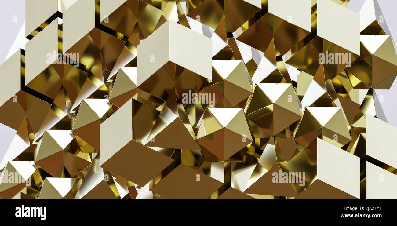 Cube Visualization abstract golden cube visualization 3d render illustration Stock Photo ...