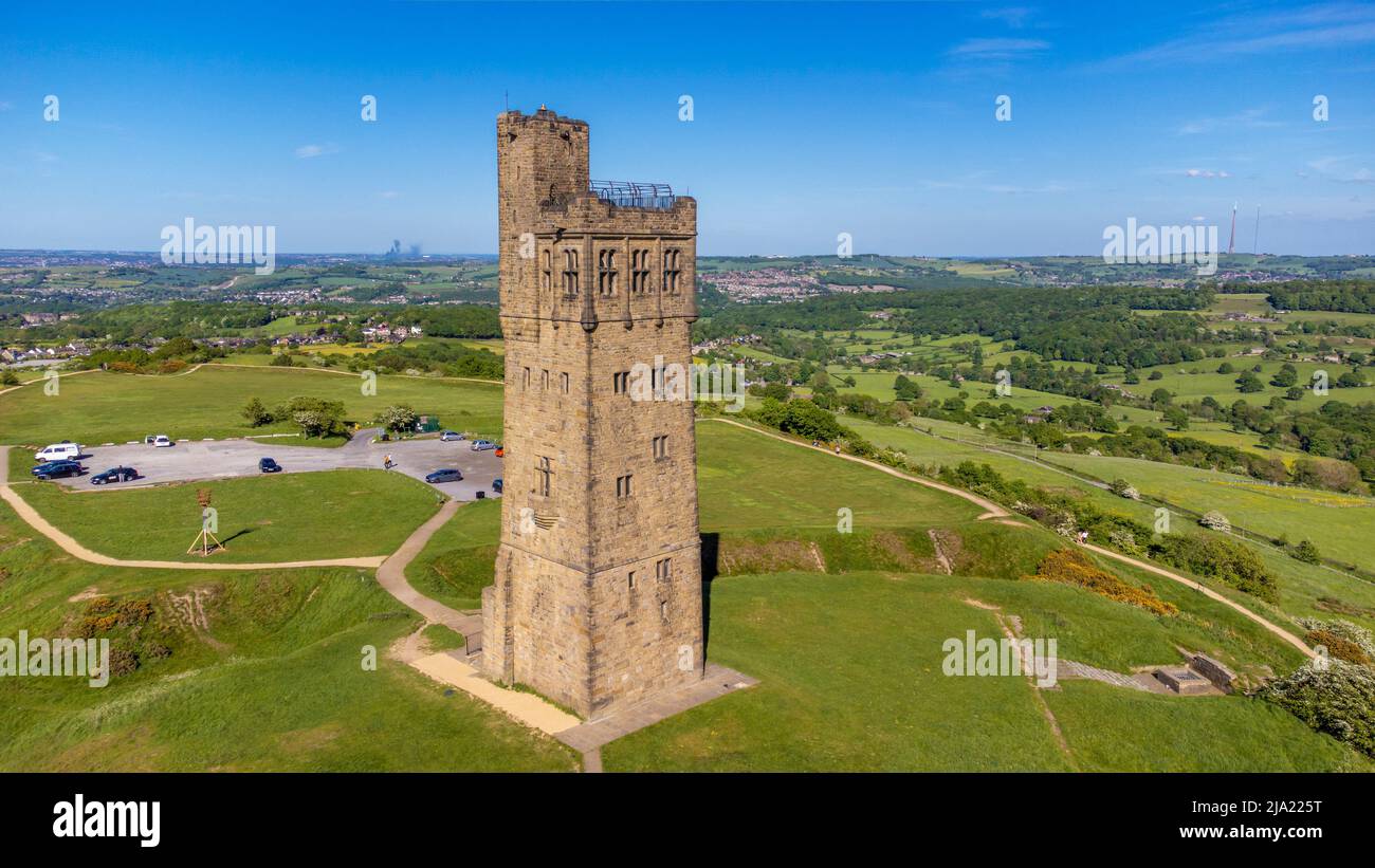 Aerial view of Victoria Tower, Castle Hill and the surrounding