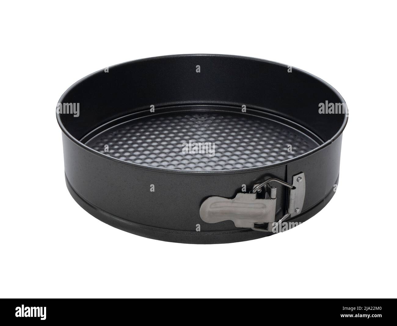 Springform pan for cakes or soft desserts, isolated. Round baking tin
