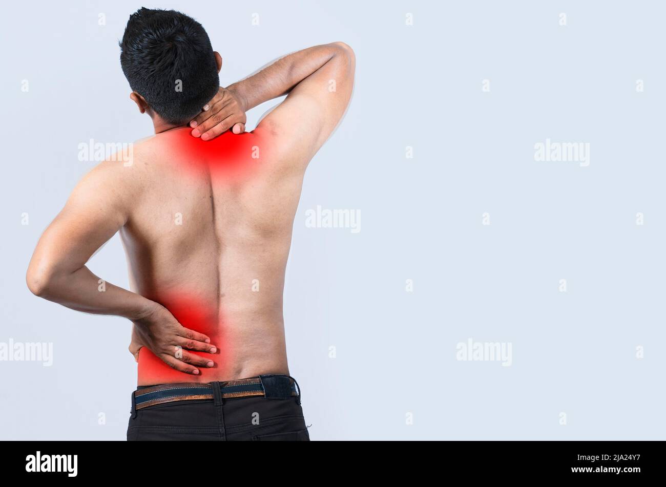 Neck and back pain concept, People with neck and back muscle pain