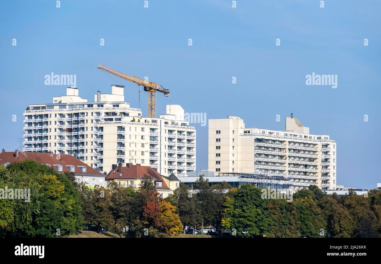 New construction of high-rise residential buildings, Munich, Bavaria, Germany Stock Photo