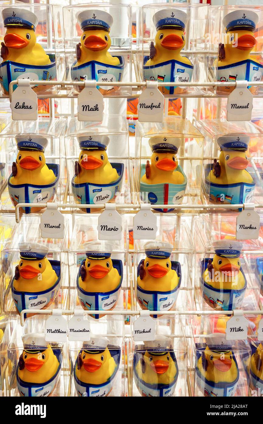 Captain ducks, souvenirs, Meersburg, Lake Constance, Baden-Wuettemberg, Germany Stock Photo