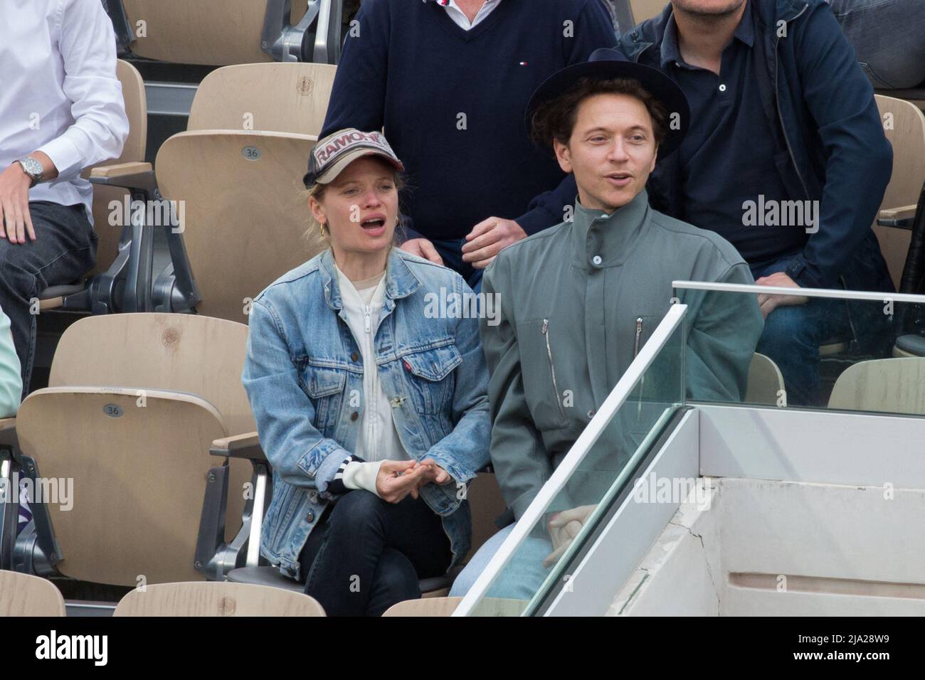 Paris, France. May 26, 2022, Melanie Thierry, Raphael Haroche in the stands during French Open Roland Garros 2022 on May 26, 2022 in Paris, France. Photo by Nasser Berzane/ABACAPRESS.COM Stock Photo