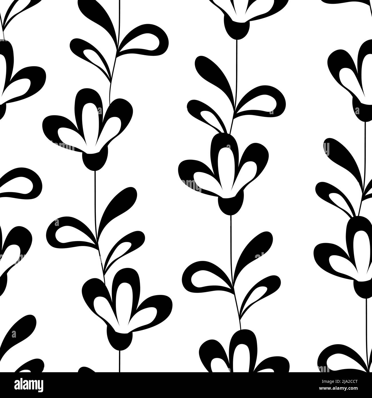 Seamless floral pattern based on traditional folk art ornaments. Black ...