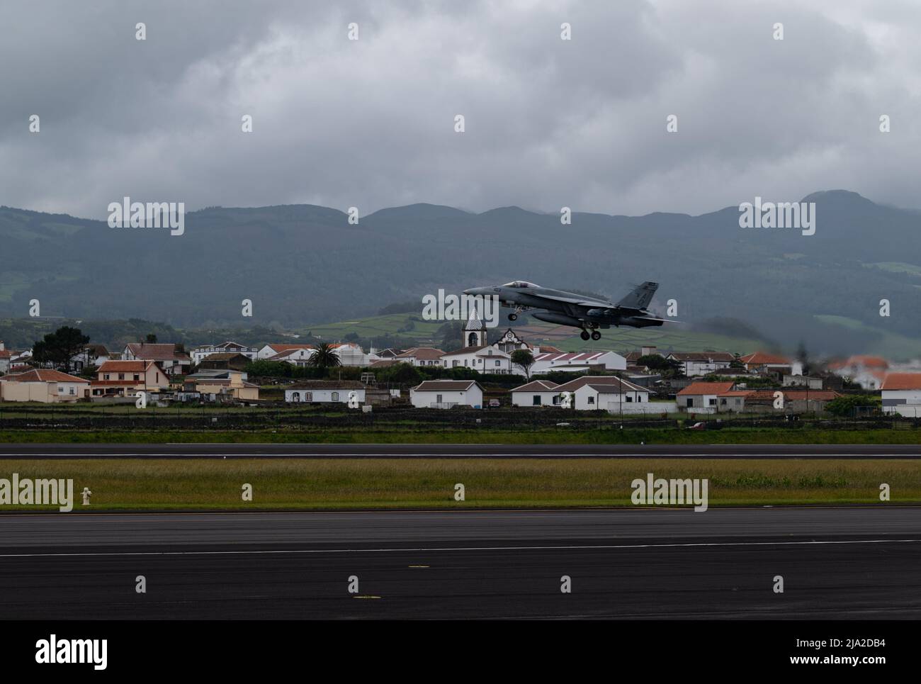 A U S Air Force F Fighting Falcon Aircraft Takes Off From Lajes Field Azores Portugal May