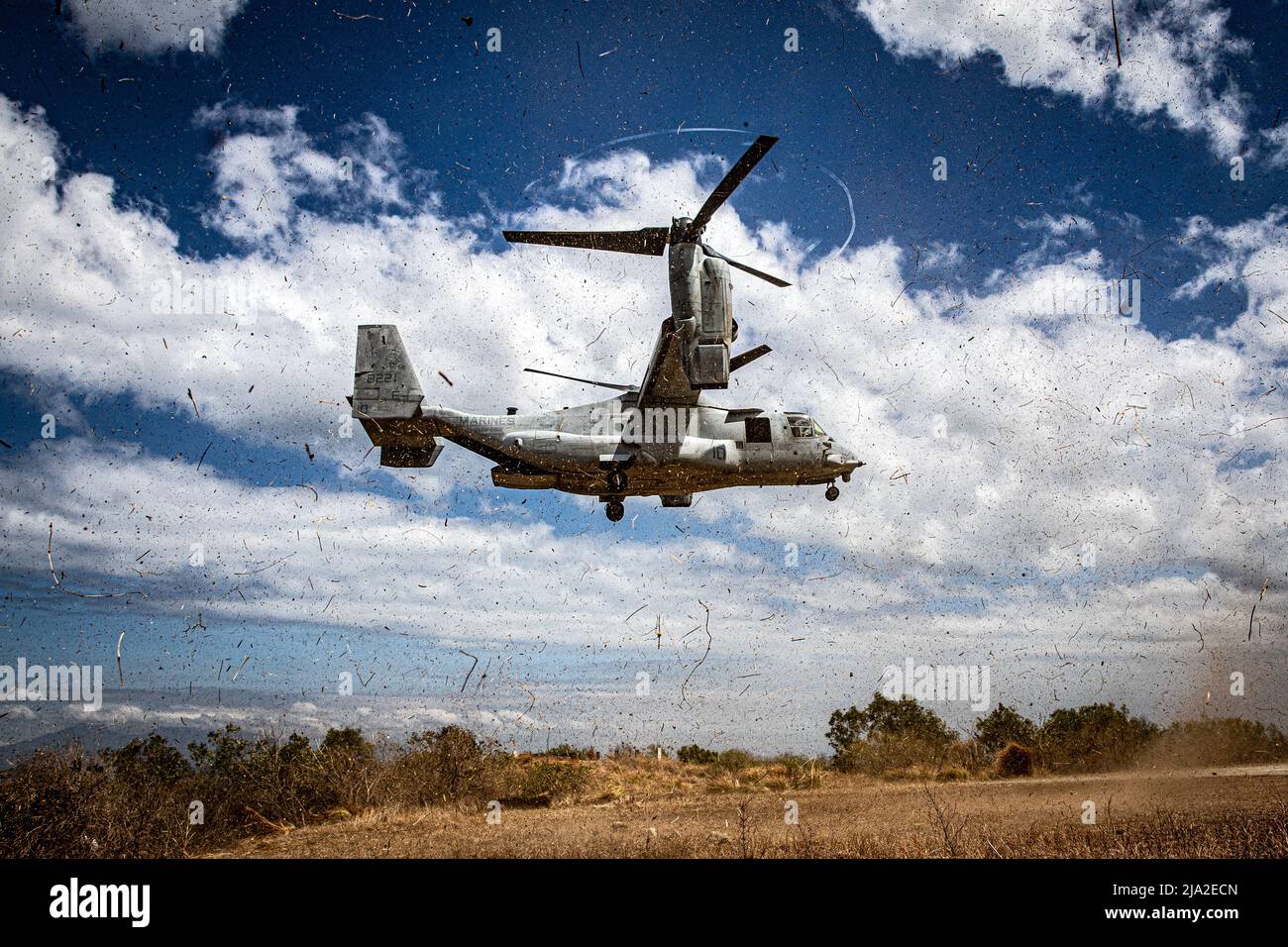 MANILA, Philippines - An MV-22 Osprey lands during loading and unloading drills April 3, 2022. (U.S. Army Photo by Sgt. 1st Class Ryan Hohman) Stock Photo