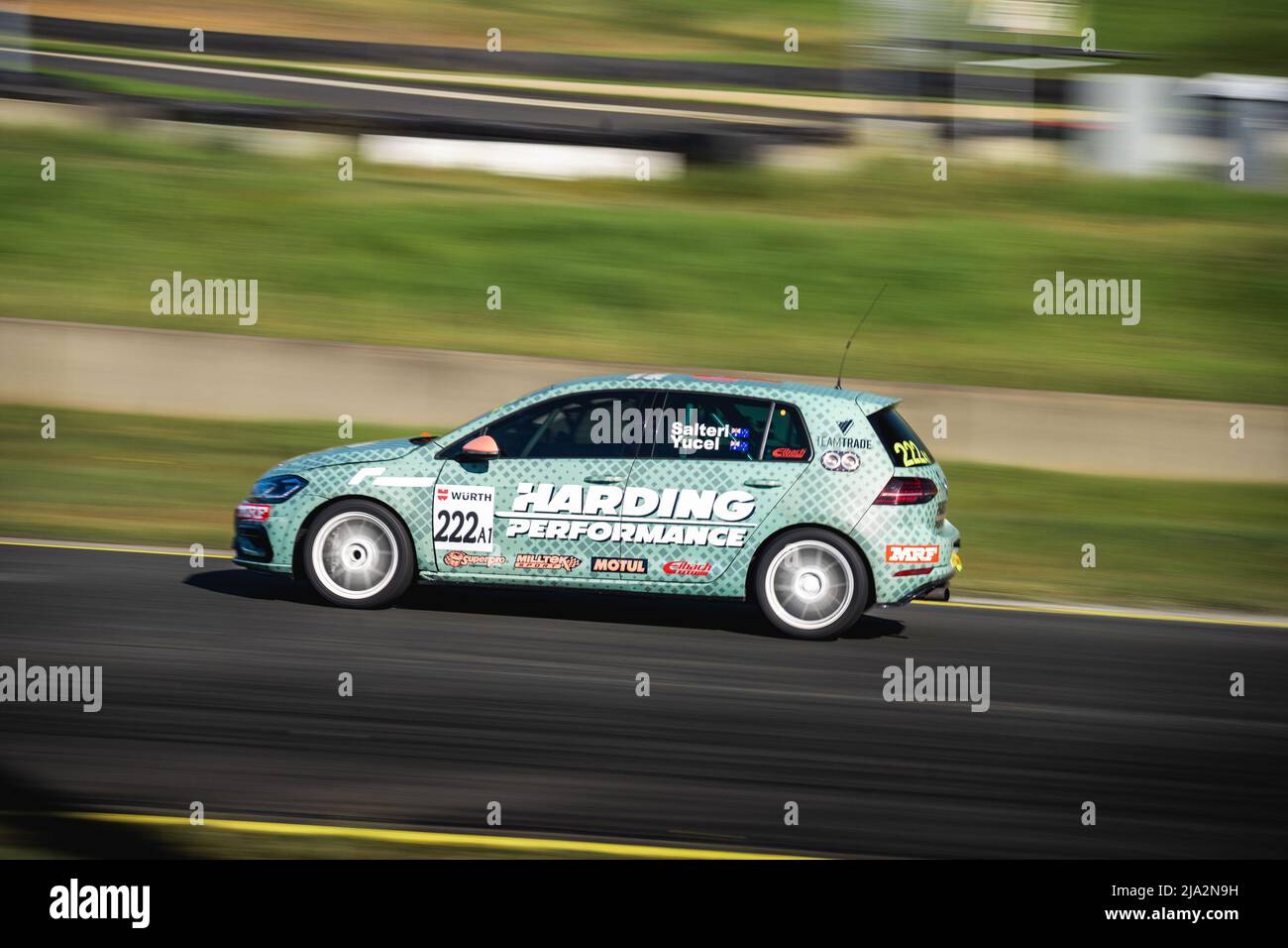 Sydney, Australia. 27 May, 2022. Cem Yucel driving his 2019 Volkswagen Golf down towards turn 9, during practice 2 at Sydney Motorsport Park Stock Photo