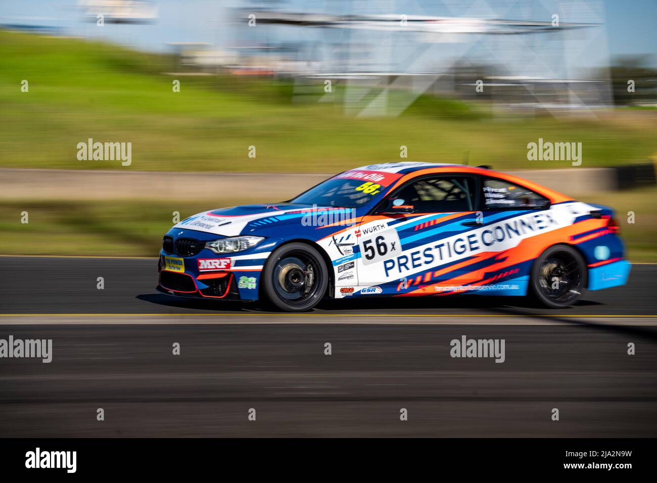 Sydney, Australia. 27 May, 2022. Shane Smollen driving his 2016 BMW M4 down towards turn 9, during practice 2 at Sydney Motorsport Park Stock Photo
