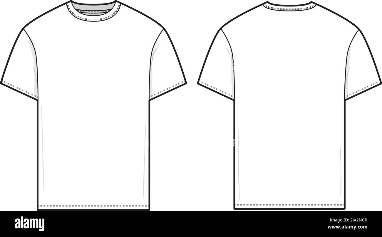 Slim fit t-shirt flat technical drawing illustration short sleeve ...