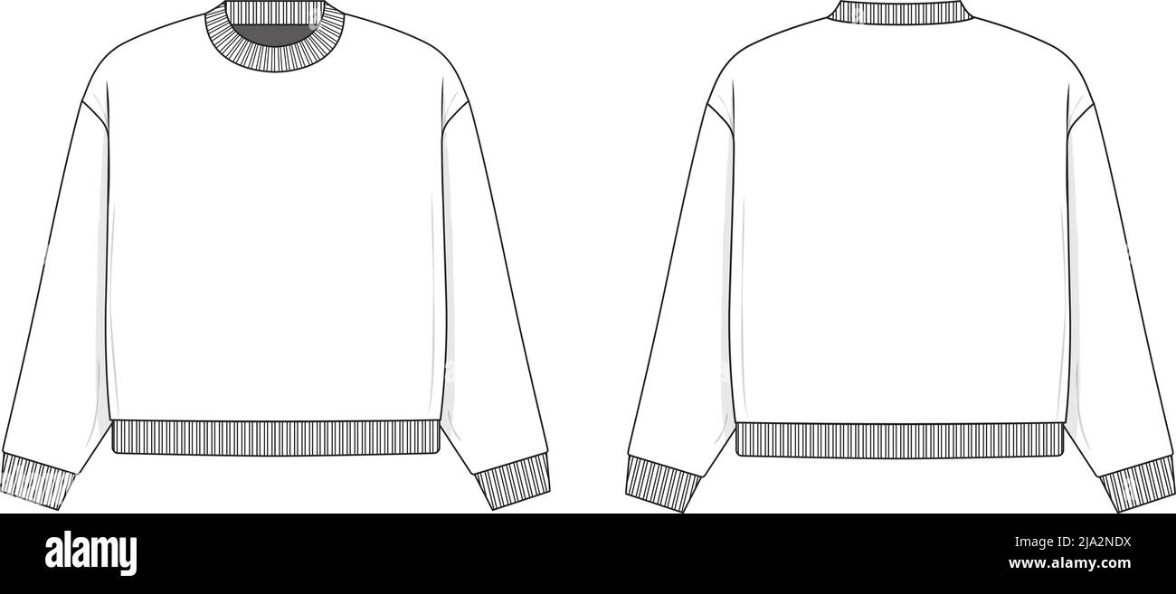 site nog een keer Misleidend Oversized crewneck sweater flat technical drawing illustration mock-up  template for design and tech packs men or unisex fashion CAD streetwear  women Stock Vector Image & Art - Alamy