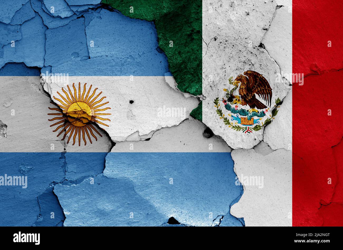 flags of Argentina and Mexico painted on cracked wall Stock Photo - Alamy