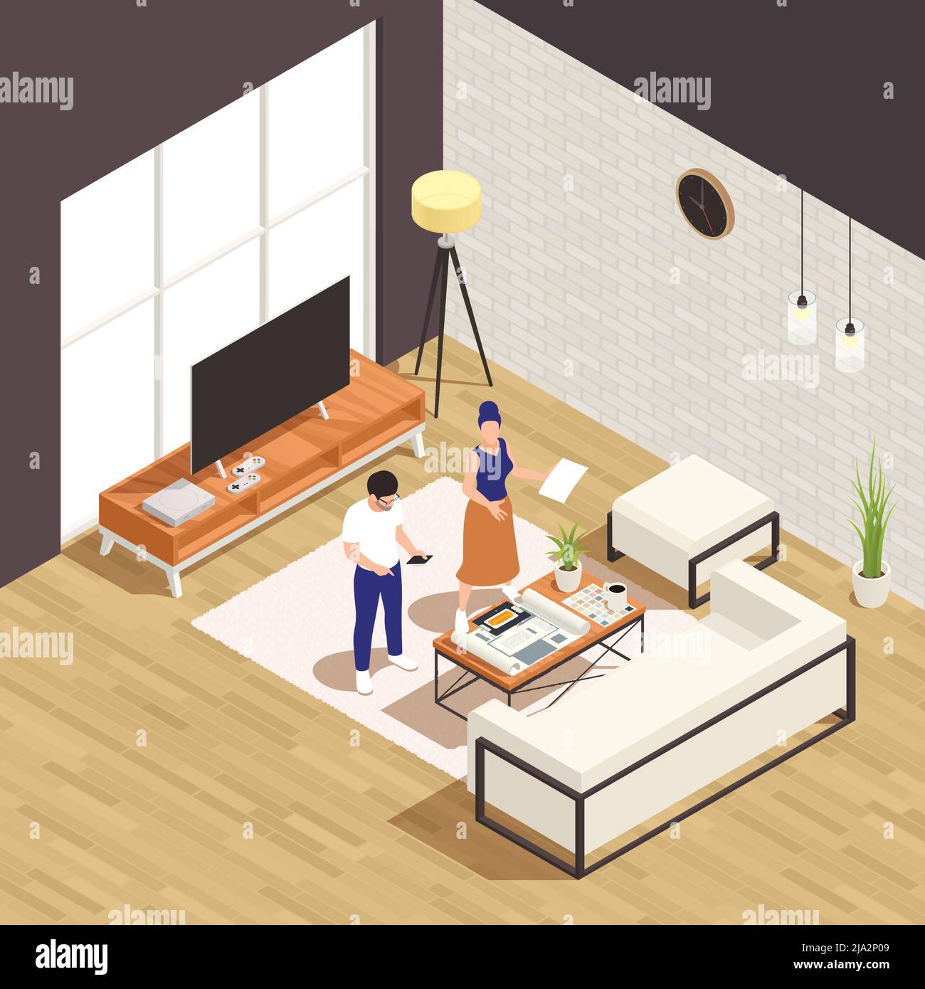 Interior designers choosing stylish and practical furniture lighting ...