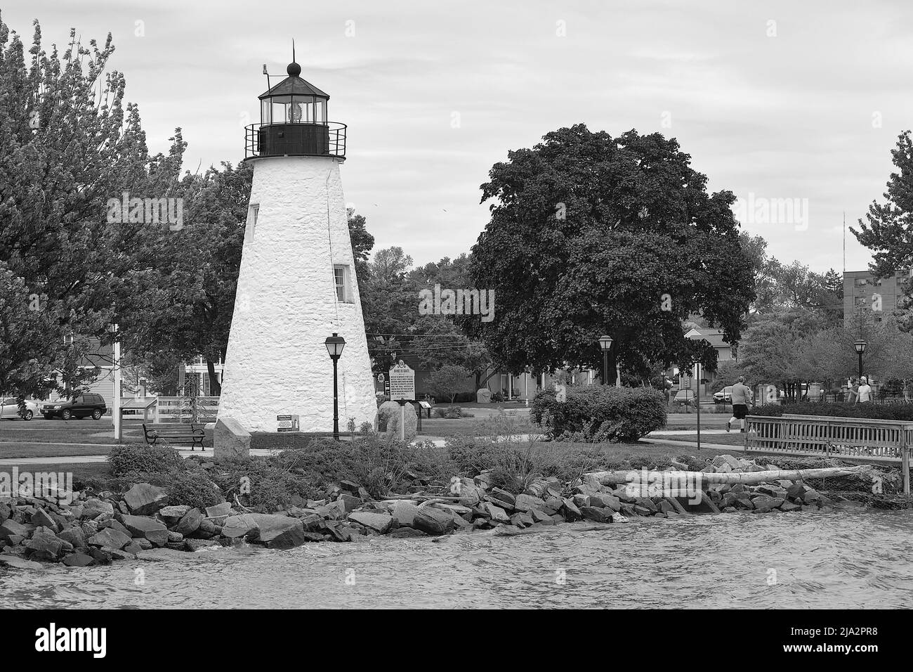 Concord Point Lighthouse is the second oldest lighthouse in Maryland and the symbol of Havre de Grace. Built in 1827, decommissioned in 1975. Stock Photo