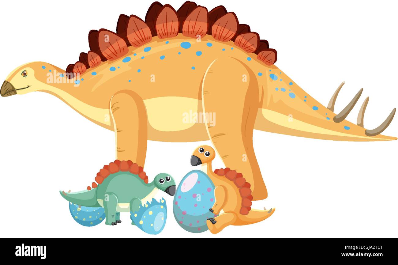 Cute stegosaurus dinosaur and baby illustration Stock Vector Image ...