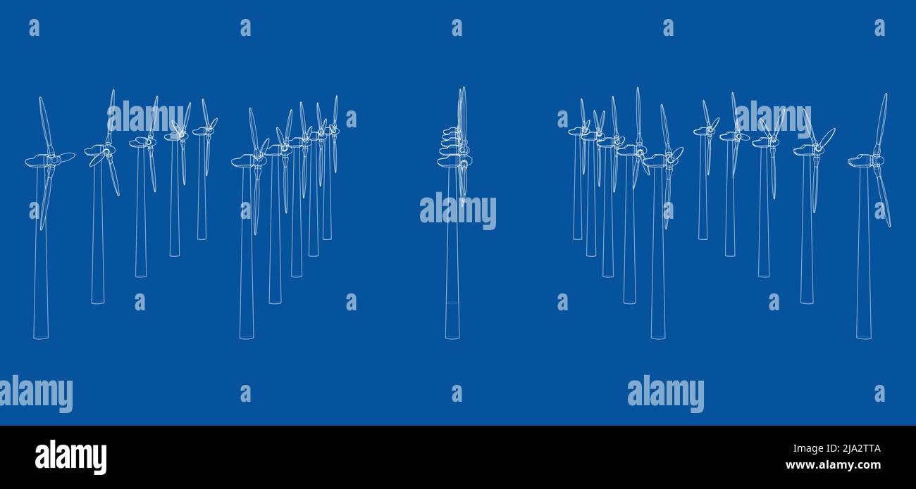 Wind turbines. Vector rendering of 3d Stock Vector Image & Art - Alamy