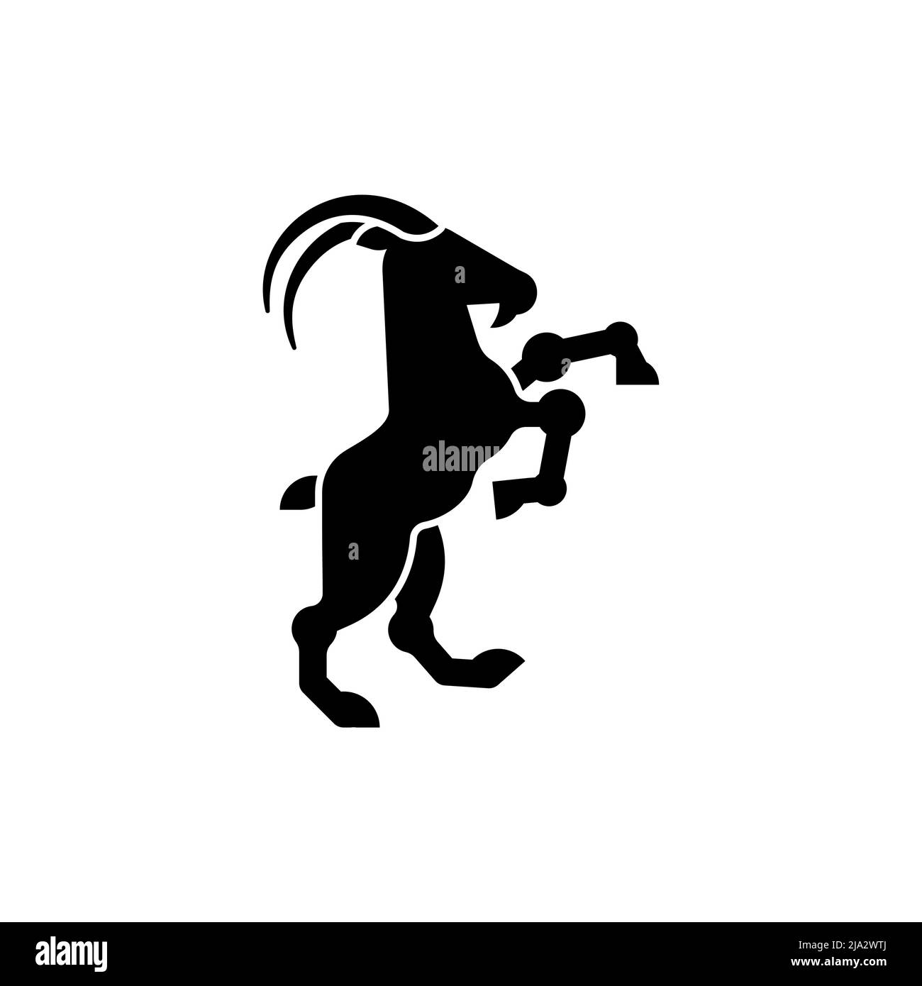 Goat Heraldic animal silhouette. Fantastic Beast. Monster for coat of