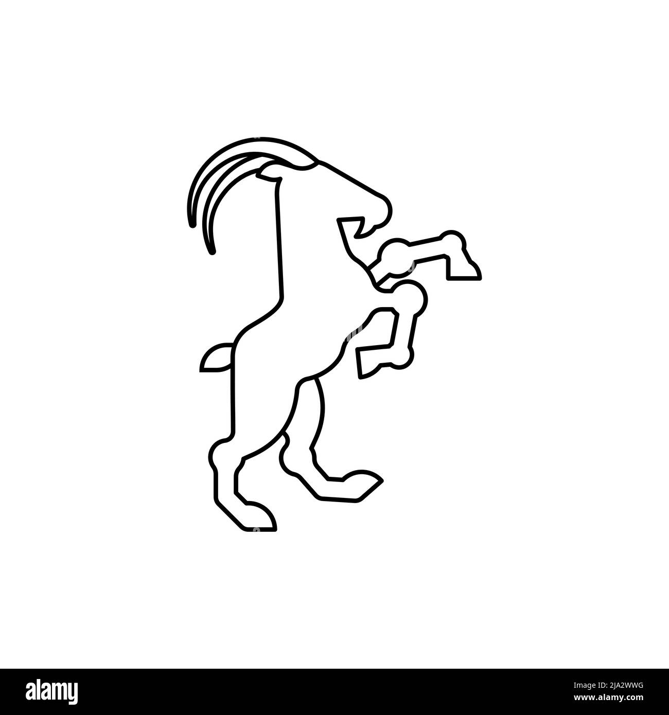 Goat Heraldic animal linear style. Fantastic Beast. Monster for coat of