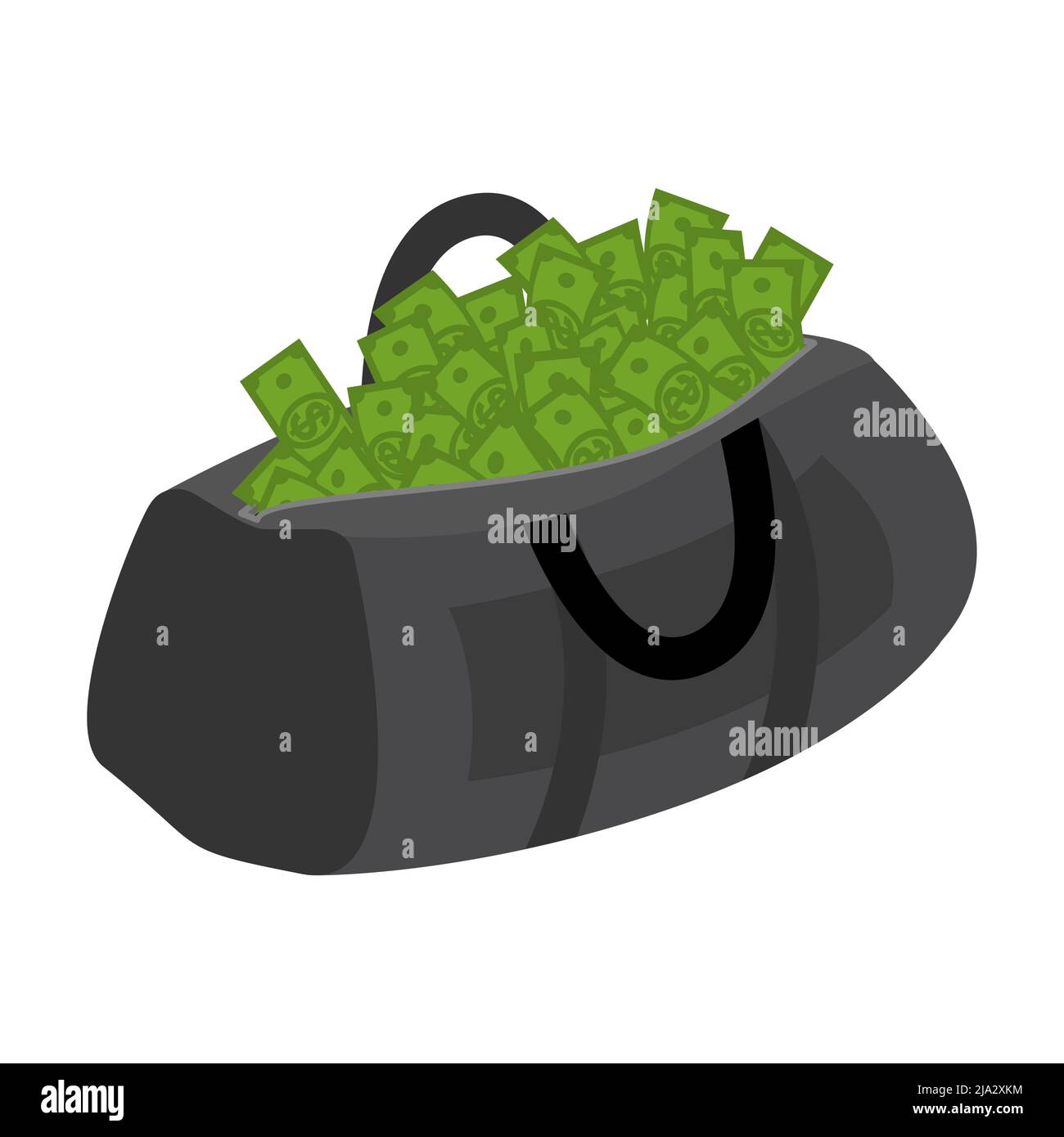 Sports bag with money. athletic bag with cash. Vector illustration Stock Vector