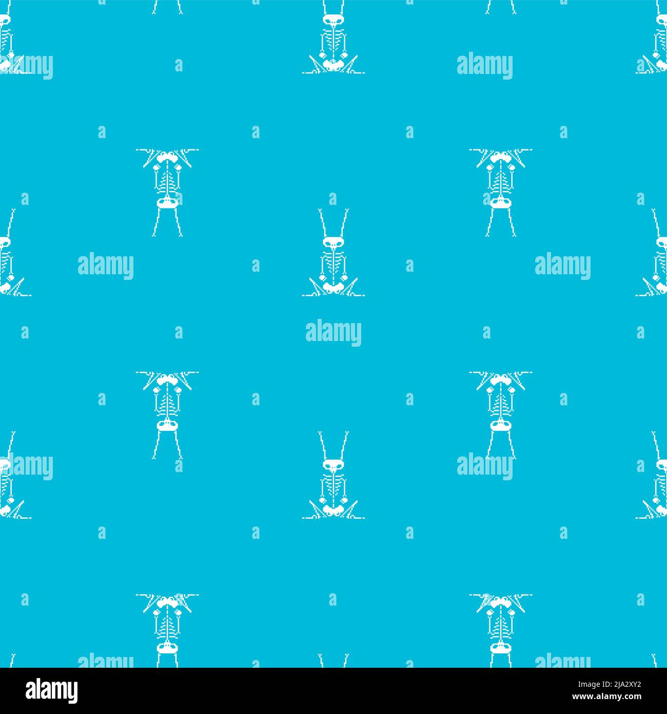 Skeleton Rabbit pixel art pattern seamless. 8 bit Skull hare background ...