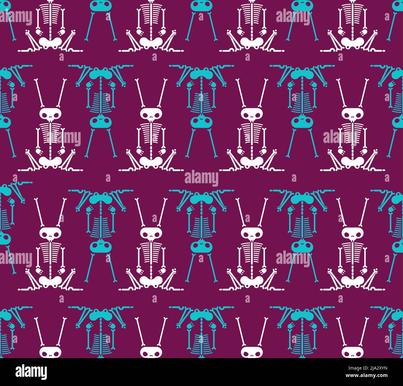 Skeleton Rabbit cartoon pattern seamless. Skull hare background Stock ...