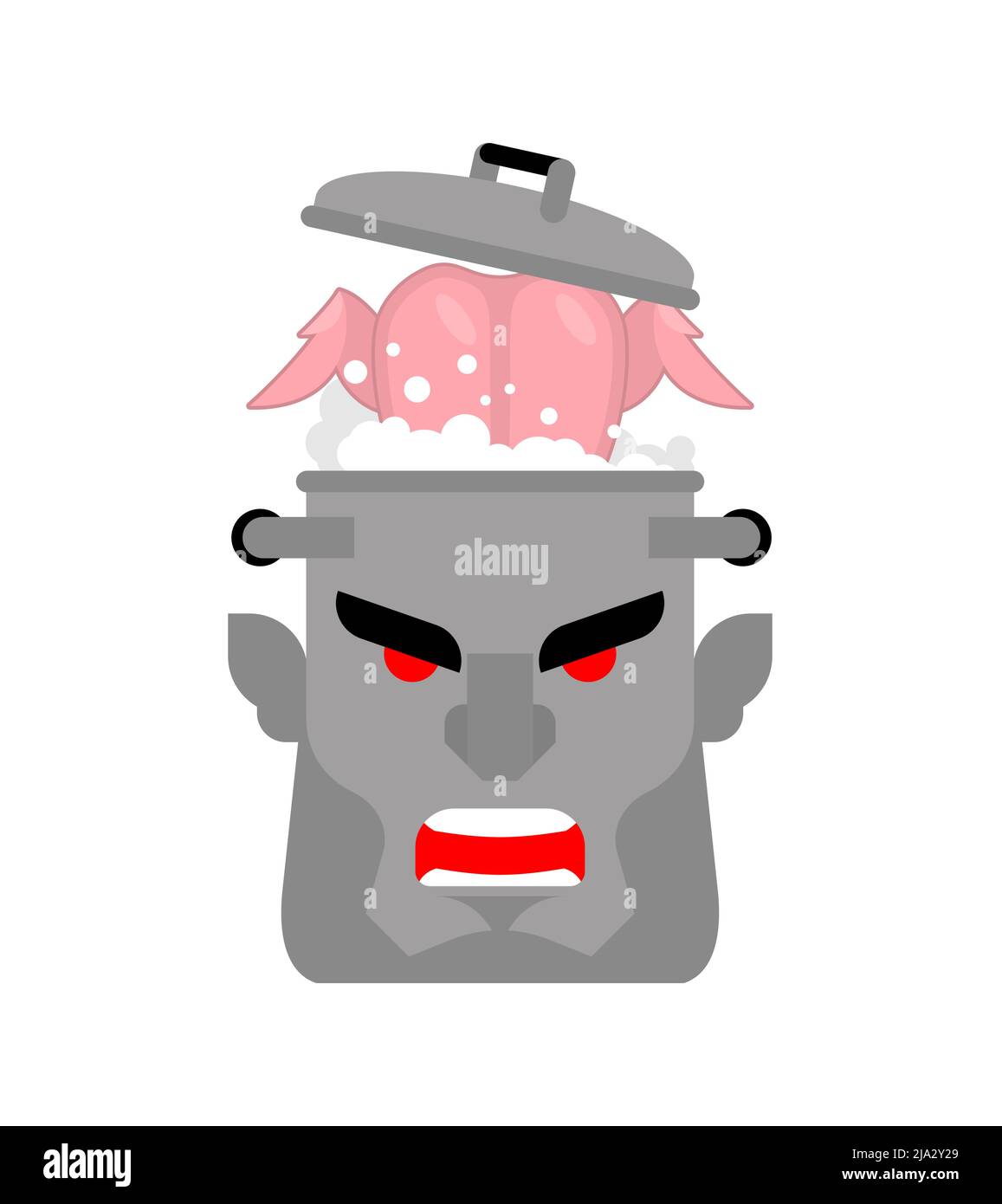 Anger head Boiling pot isolated. Rage face pot is boiling. Vector