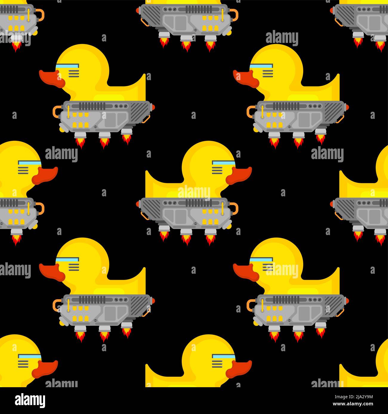 Rubber duck robot pattern seamless. cyber duck toy of future background
